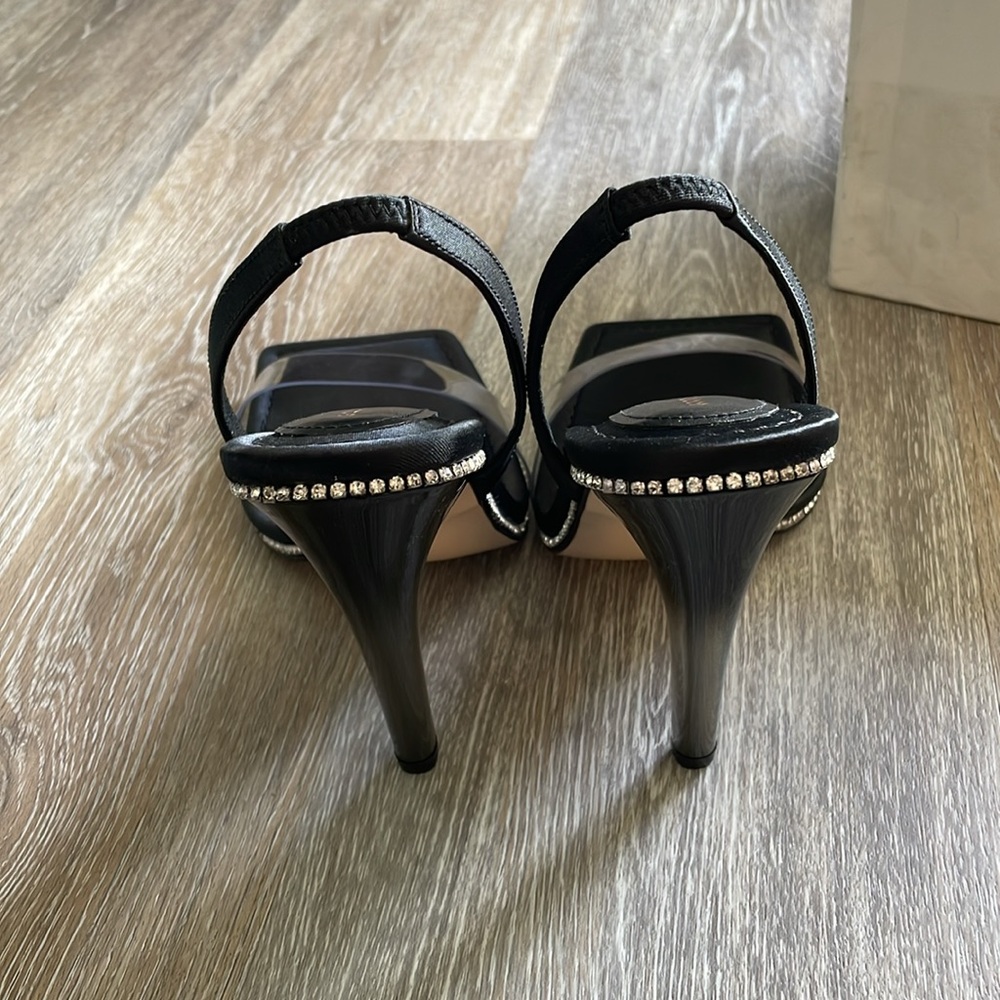 NIB Good American black and rhinestone studded heels GA120KD-X - 8.5